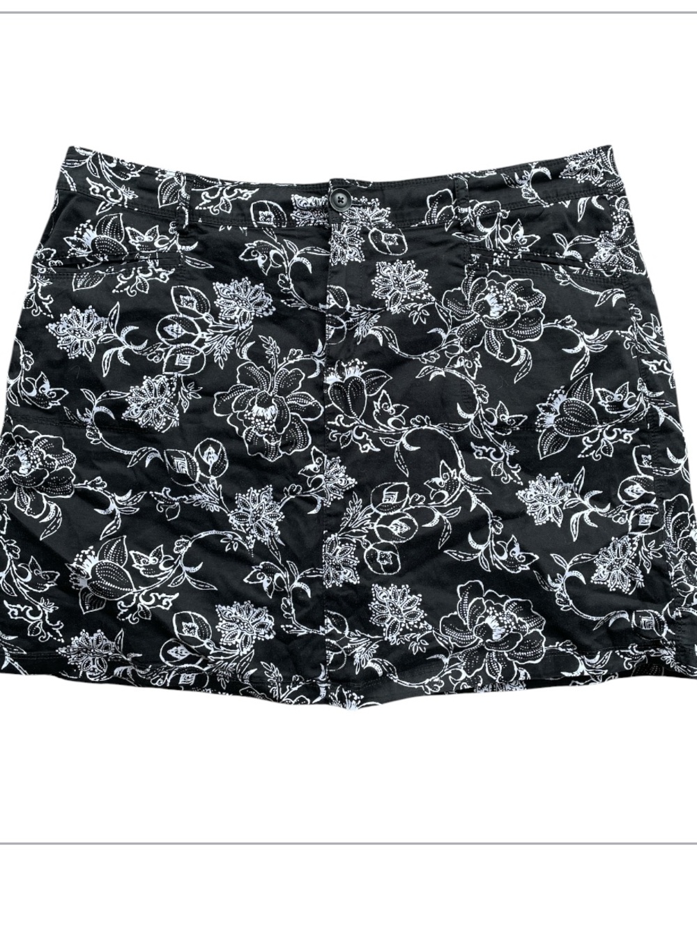 Croft & Barrow Black Floral Mini Skort plus size 18 Fall chic